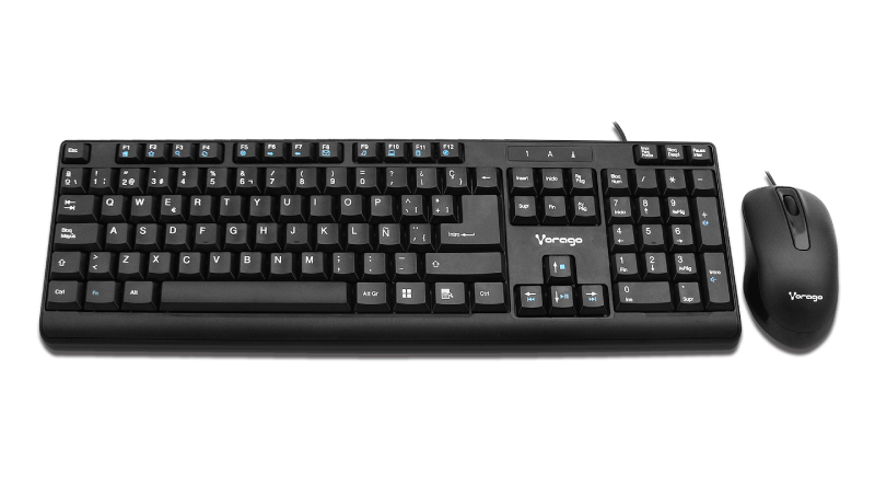 Kit de teclado y mouse VORAGO KM-103 - Estándar, 105 teclas, Negro, 1000 DPI