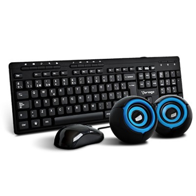 Kit Teclado y Mouse VORAGO - Estándar, 105 teclas, Negro, 1000 DPI