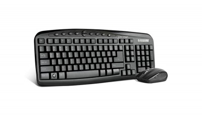 Kit Teclado y Mouse Inalámbrico VORAGO  KM-303 Estándar - 103 teclas, Negro, 10 m, 1200 DPI