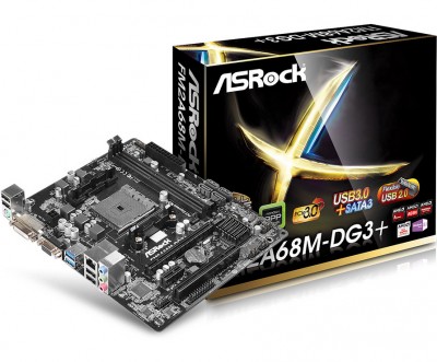 Tarjeta Madre ASROCK FM2A68M-DG3+ - DDR3-SDRAM, 32 GB, AMD, Socket FM2+, Micro ATX