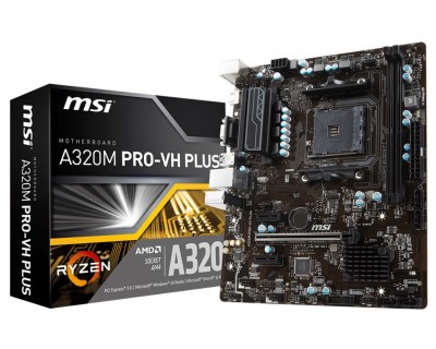 Tarjeta Madre MSI A320M Pro-VH Plus - DDR4-SDRAM, 32 GB, AMD, Socket AM4, Micro ATX