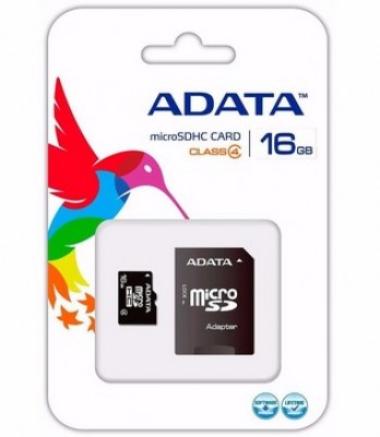 Memoria SD ADATA MicroSD class 4 - 16 GB, 14 MB/s, 5 MB/s, Negro
