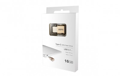 MEMORIA FLASH ADATA UC350 16GB USB 3.1 TIPO C DORADO (AUC350-16G-CGD)