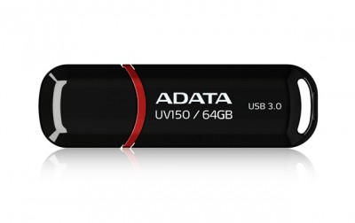 Memoria USB ADATA UV150 - Negro, 64 GB, USB 3.2 (retrocompatible con 3.0 y 2.0), 100 MB/s