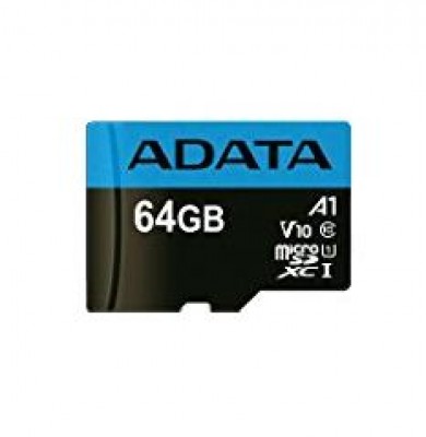 Micro SD ADATA AUSDX64GUICL10A1-RA1 - 64 GB, 100 MB/s, 25 MB/s, Negro, Clase 10