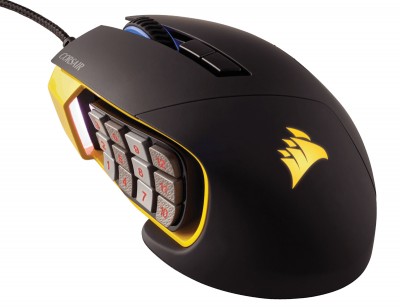 Mouse CORSAIR CH-9000091-NA - USB, Juego, Óptico, 12000 DPI, Negro, Amarillo