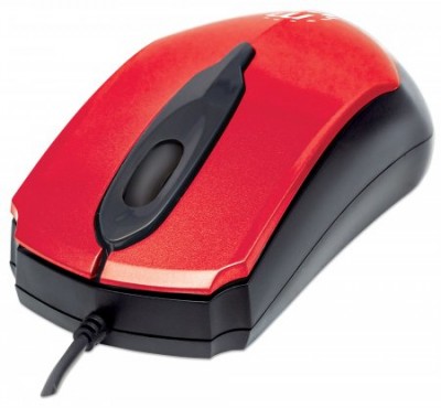 Mouse MANHATTAN 179430 - Rojo, USB, Óptico, 1000 DPI