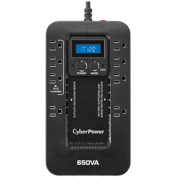 No-Break CyberPower EC650LCD - 650 VA, 390 W, 8 h, Negro, Hogar y Oficina