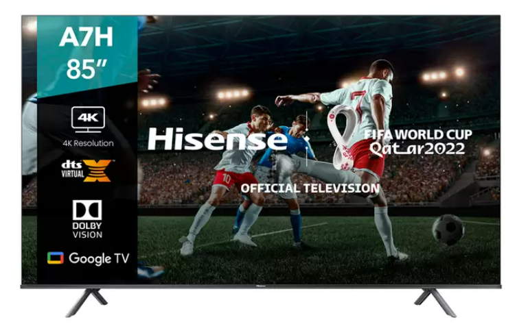 Televisión Hisense 85A7H - 85 pulgadas, LED 4K UHD, 3840 x 2160 Pixeles, 8 ms, Google Smart