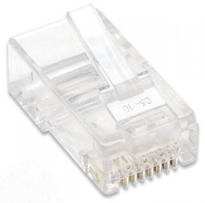 790055 PLUG RJ45 CAT5E MULTIFILAR UTP BOTE 100 PZAS ORO 15-MICRAS; Contactos con baño de oro de 15 µ. -