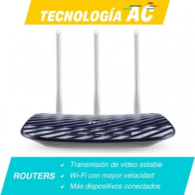 Router TP-LINK Archer C20 - 433 Mbit/s, 5 GHz, Externo, 3, Blanco