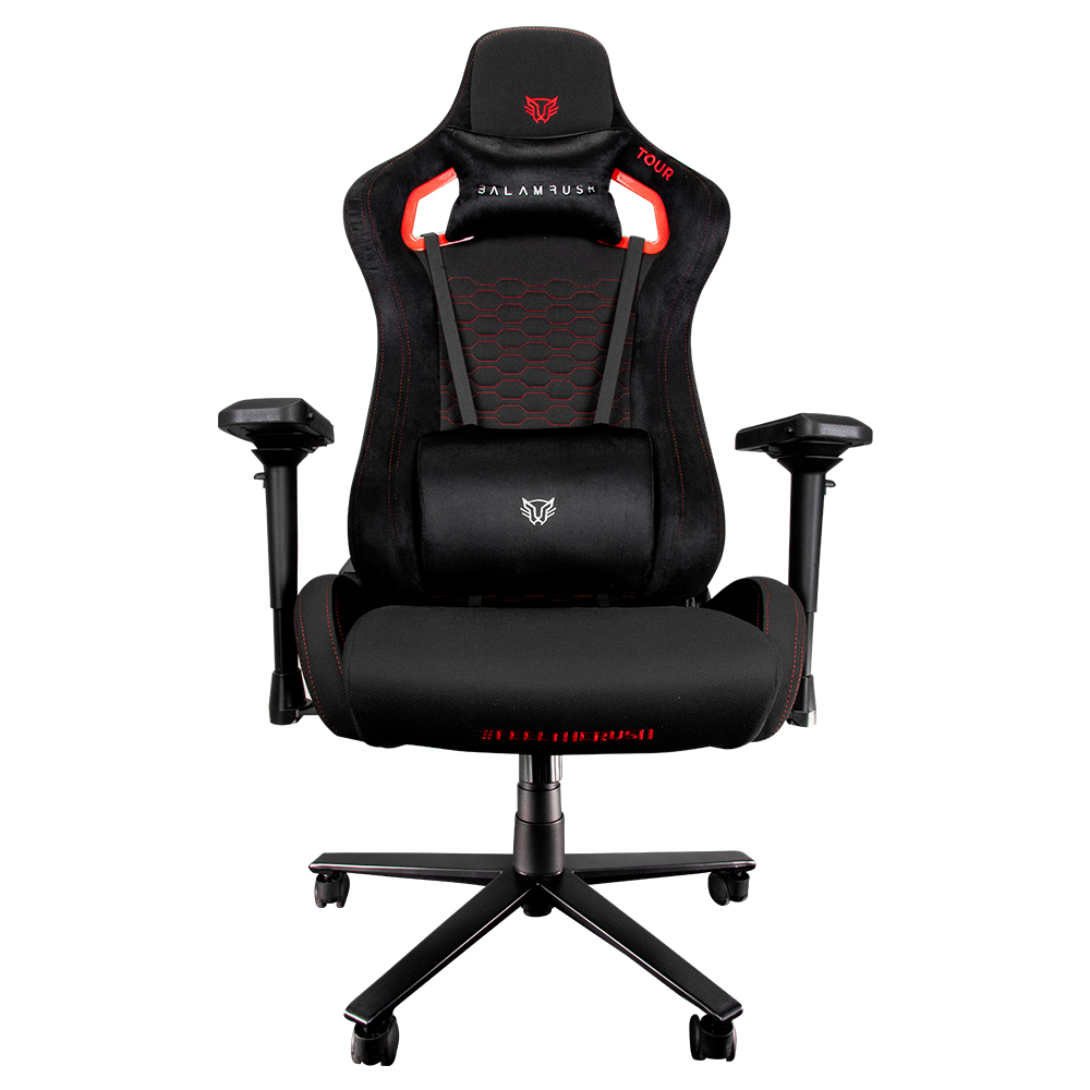 Silla THUNDER TOUR BALAM RUSH GAMER Tela Reclinable 90-180 Piston Clase 4 Reposabrazos 4D BR EDITION  Negro/Rojo -