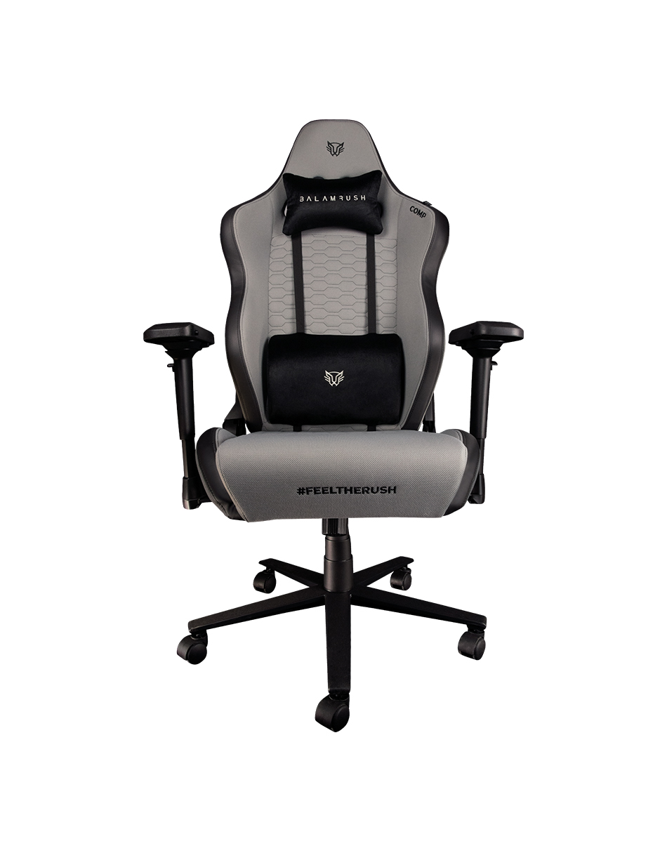 Silla THUNDER COMP BALAM RUSH GAMER Tela Reclinable 90-180 Piston Clase 4 Reposabrazos 4D GRAY EDITION -
