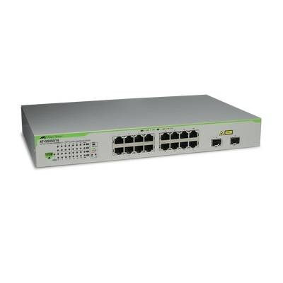 Switch ALLIED TELESIS Gigabit WebSmart de 16 puertos 10/100/1000 Mbps (2 x Combo) + 2 puertos gigabit SFP (Combo) AT-GS950-16-10. -