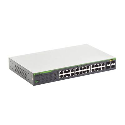 Switch ALLIED TELESIS Gigabit WebSmart de 24 puertos 10/100/1000 Mbps (4 x Combo) + 4 puertos gigabit SFP (Combo) AT-GS950-24-10. -