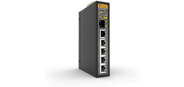 Switch ALLIED TELESIS Industrial PoE+ No-Administrable de 5 puertos 10/100/1000 Mbps (4 puertos son Poe+) + 1 puerto SFP - 90 W. AT-IS130-6GP-80.