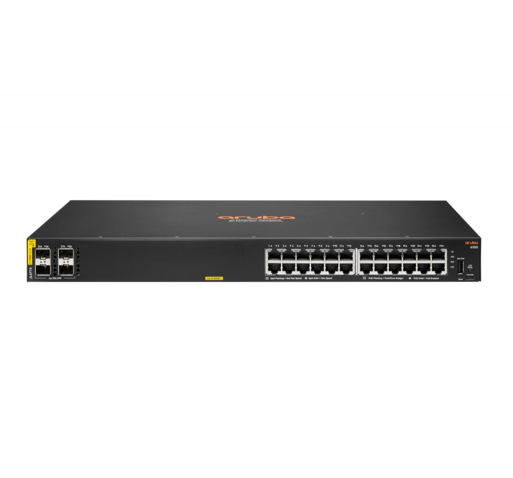 Switch 6100  ARUBA JL677A - Negro, RJ45, 24 + 4 SFP