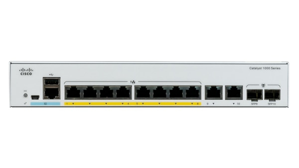 Switch Cisco Catalyst C1000-8P-2G-L 8 puertos Gigabit Ethernet - POE, 2x1G SFP, Smartnet se vende por separado.