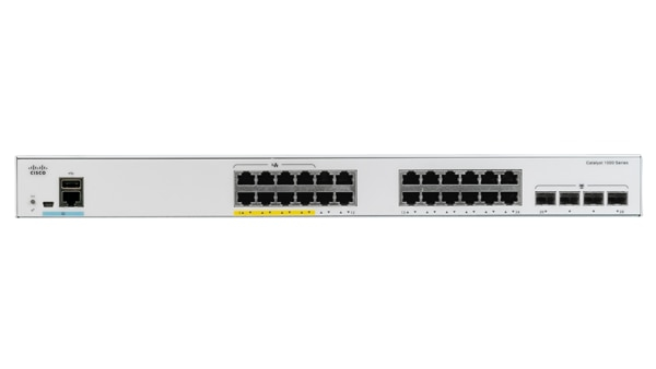 Switch Cisco Catalyst C1000-24P-4G-L 24 puertos Gigabit Ethernet - POE, 4x1G SFP, Smartnet se vende por separado.