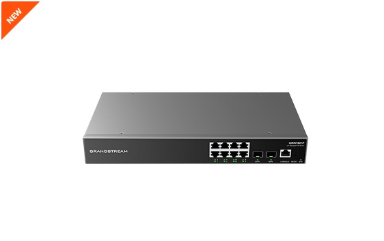 Switch Administrable Grandstream (GWN7801) 8 puertos Gigabit + 2 SFP. Capa 2 + - FAN-LESS, QoS para Audio y Video