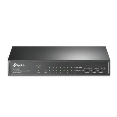 Switch de escritorio de 9 puertos a 10 / 100Mbps con 8 puertos PoE+ -