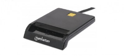 Lector de Tarjetas Inteligentes MANHATTAN 102049 - Negro, USB 2.0, 88 x 65 x 15 mm, ABS sintéticos
