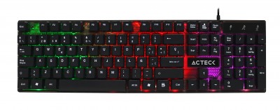 Teclado Gaming ACTECK Aurean X - USB, Estándar, Negro, Multicolor