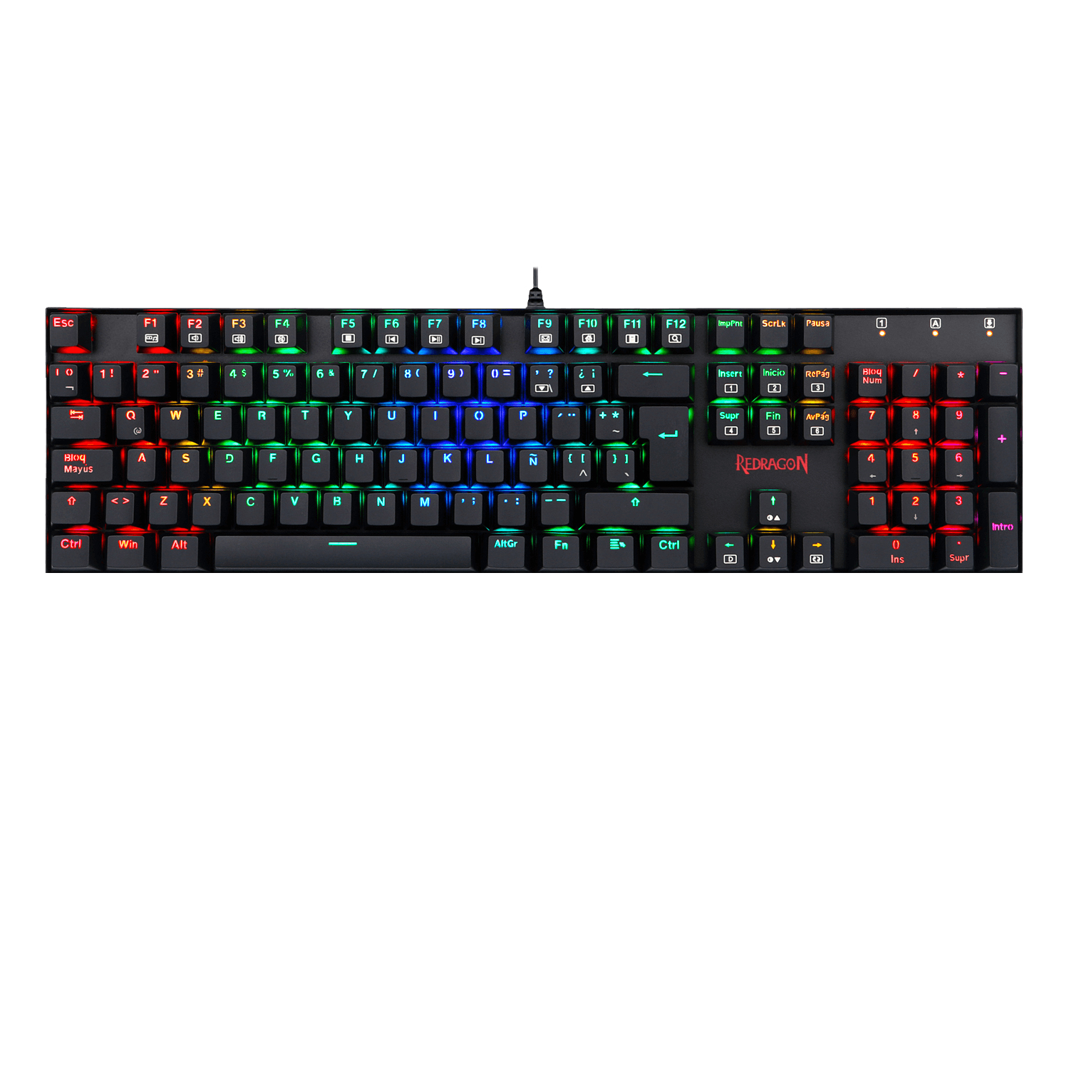 Teclado Mecánico Redragon Mitra - Español, Negro, RGB