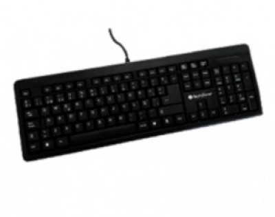 Teclado alámbrico Grimly TechZone - con conexión USB, 104 teclas tipo QWERTY, 1 año de garantía.