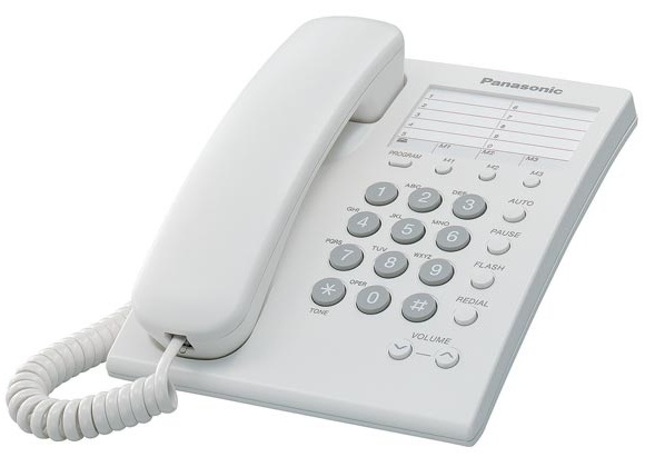 Teléfono analógico PANASONIC KX-TS550MEW - Analógica, Escritorio/pared, Color blanco, Incluye Memoria para 10 Números