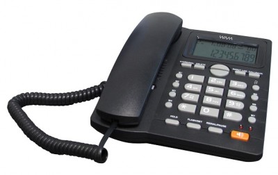 Teléfono Alámbrico WAM AS7412-B(W) - Analógica, Desk/Wall, Negro