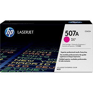 Cartucho tóner HP Num. 507A - 6000 páginas, Magenta, Laser, Negro, Azul, Color blanco