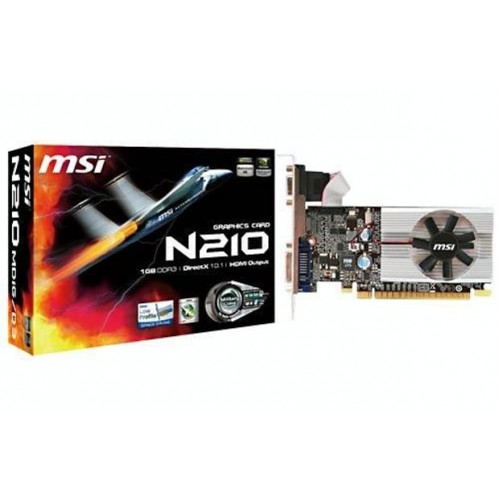 Tarjeta de Video MSI N210-MD1G/D3 - NVIDIA, GPU 210, GDDR3-SDRAM, 64 bit