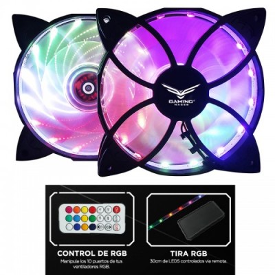 Ventilador y Tiras Led RGB Naceb Technology NA-0923 - Negro, 348 g, Ventilador, 23.4 dB, 1200 RPM