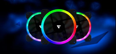 Kit de Ventiladores GAME FACTOR FKG400 - Multicolor, Ventilador 120mm Incluye 2 Tiras LED, Control Remoto.