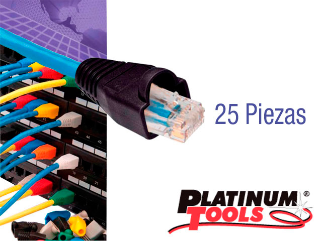 BOTA RJ45 PLATINUM TOOLS 5.5MM NEGRO 25PZAS 100031BK-BG