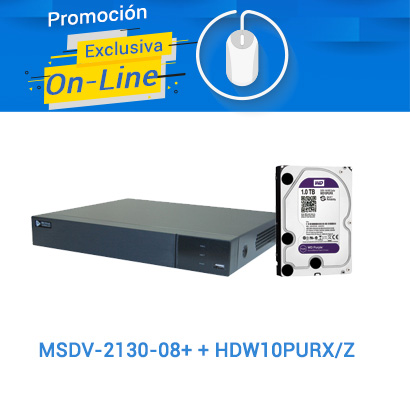 KIT DVR 5MP MERIVA MSDV-2130-08+ + DISCO DURO 1TB WD PURPLE