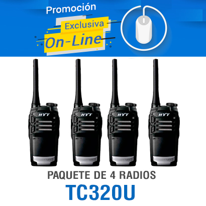 4-PACK RADIO ANALOGICO PORTATIL HYTERA TC320-UHF 400-470 MHZ 16CH 2W PREPROGRAMADO