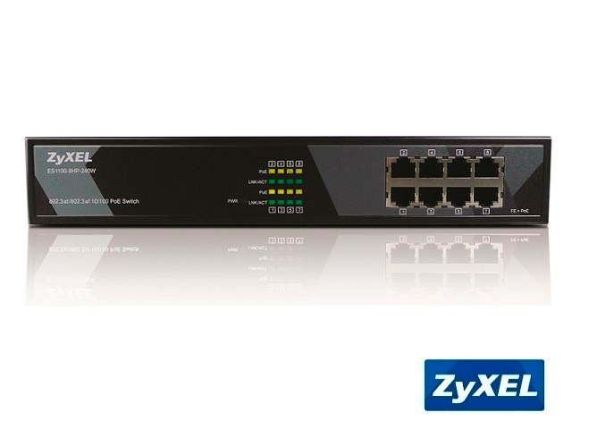 SWITCH POE+ 8FAST/8POE NO-ADM ZYXEL ES1100-8HP 240W
