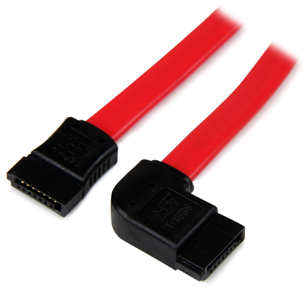 CABLE 45CM SATA SERIAL ATA ROJO ACODADO ANGULO IZQUIERDA