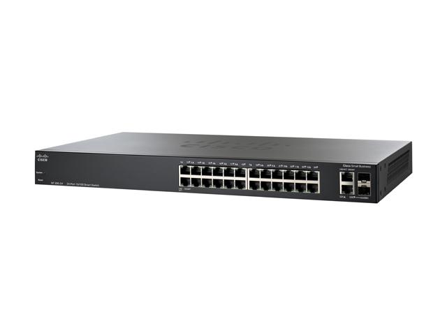 CISCO SWITCH CAPA 2 SF200-24 26 PUERTOS - 24 x FAST ETHERNET NETWORK, 2 x GIGABIT ETHERNET ENLACE ASCENDENTE, 2 x GIGABIT ETHERNET RANURA DE ESCRITORIO