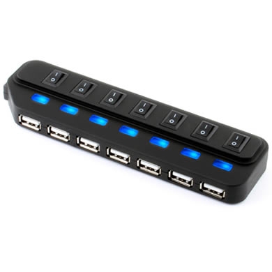 HUB USB 2.0 DE 7 PUERTOS CON APAGADOR INDIVIDUAL