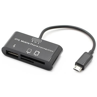 CABLE OTG MICROUSB+USB+LECTOR SD/MICROSD