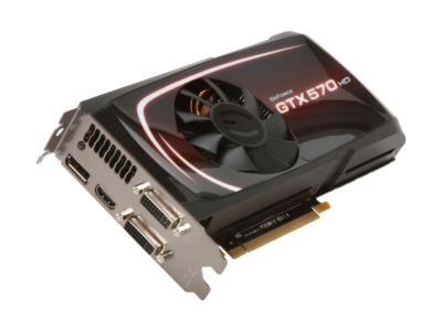 EVGA SuperClocked 012-P3-1573-KR GeForce GTX 570 HD w/Display-Port (Fermi) 1280MB 320-bit GDDR5 PCI Express 2.0 x16 HDCP Ready SLI Support Video Card