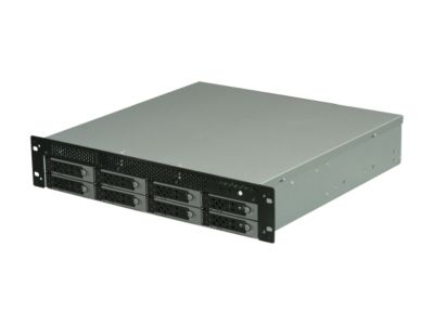CineRAID EditPRO CR-R08BX Supports RAID 0,1,1E,3,5,6,10 and JBOD 8 3.5" Drive Bays 2 x MiniSAS (SFF-8088) Host Connections to RAID Controller 8-Bay 2U Rackmount Chassis with PCIe 6G Card - Black Series