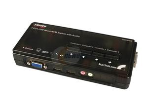 StarTech SV411KUSB 4 Port Mini USB KVM Kit with Cables and Audio Switching
