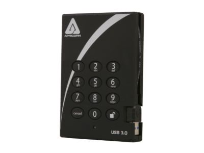 APRICORN Aegis Padlock 250GB USB 3.0 Black External Hard Drive with 256-bit AES Encryption A25-3PL256-250
