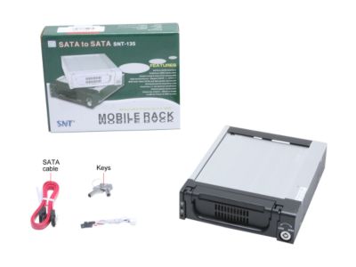 SNT SNT-135B 3.5" to 5.25" SATA Mobile Rack Hot-swap Aluminum Hard Drive Removable Kit w/ 40m