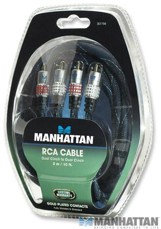CABLE AV, RCA 2 A 2 CONECTORES  3.0M AZU