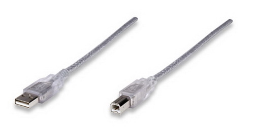 CABLE USB V2.0 A-B  3.0M, PLATA